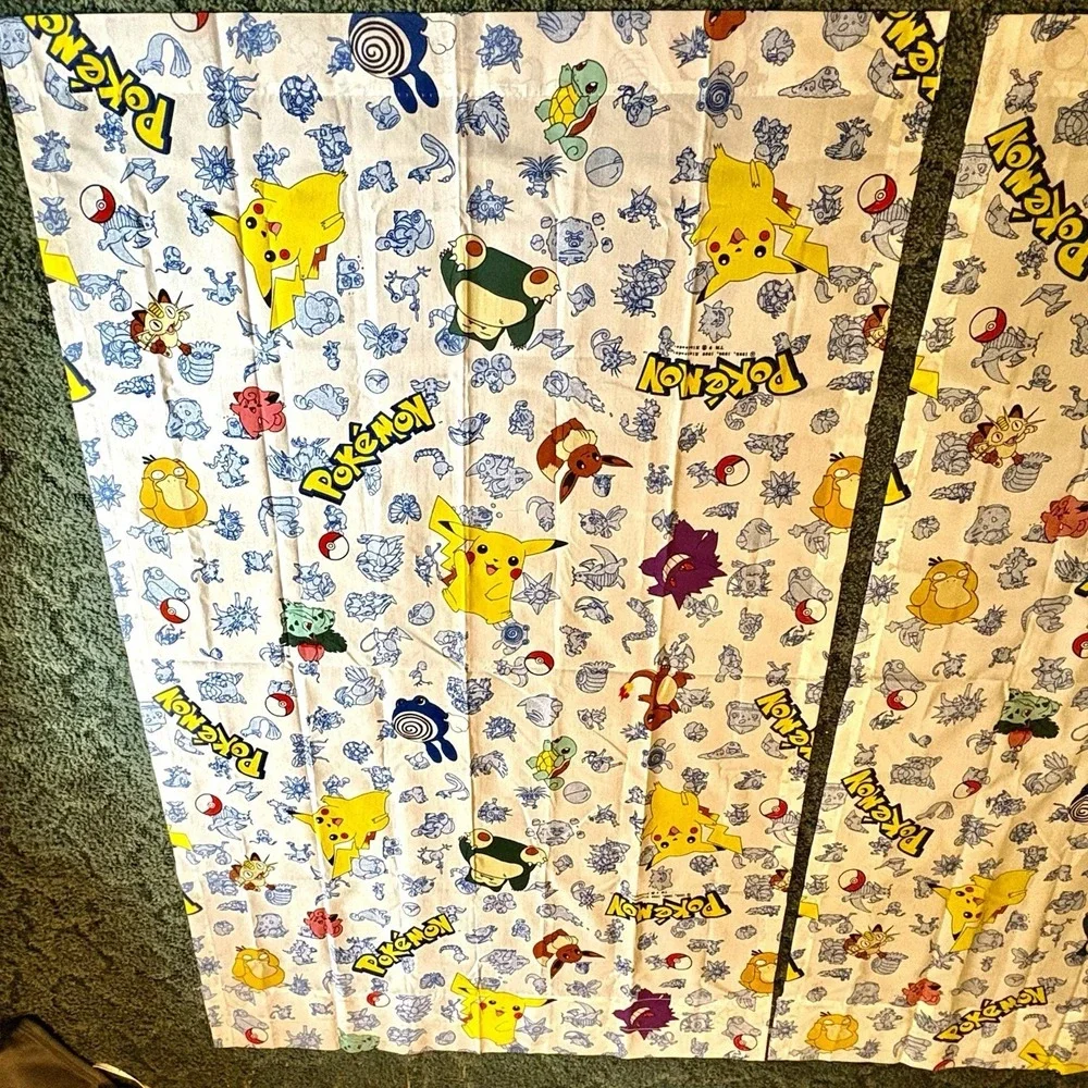 Pokémon Curtains VTG 1990s All Over Characters Great Set